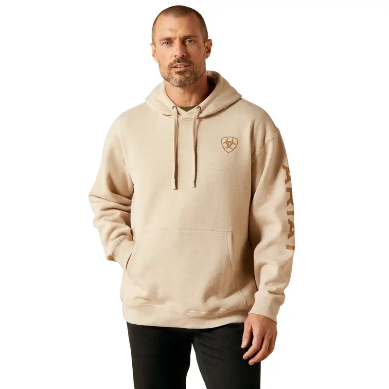 10065838 Ariat Men's Logo Hoodie - Oatmeal Heather 1