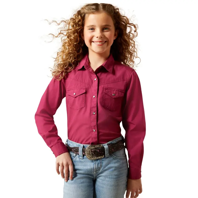 10065862 Ariat Girls' Shine Bright Long Sleeve Western Snap Shirt - Beaujolais 1