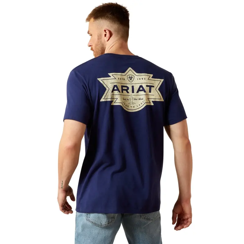 10065904 Ariat Men's Mesa Motif Lockup Short Sleeve T-Shirt - Medieval Blue 1