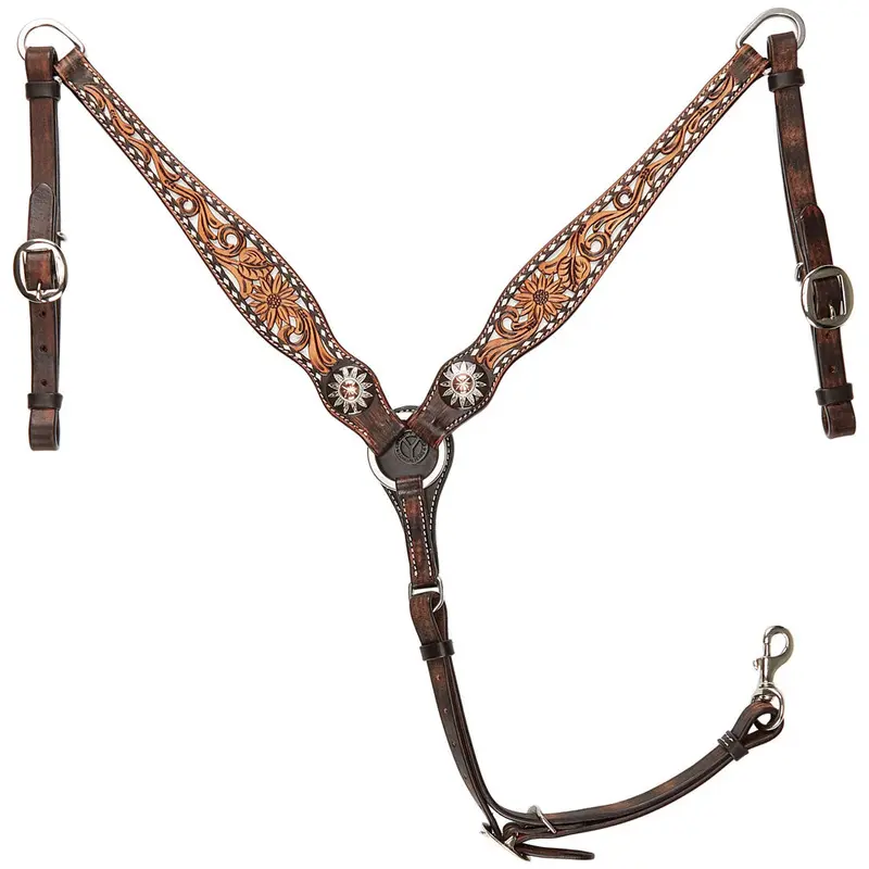 1007-21-Sc Circle Y White Daisy Breast Collar 1