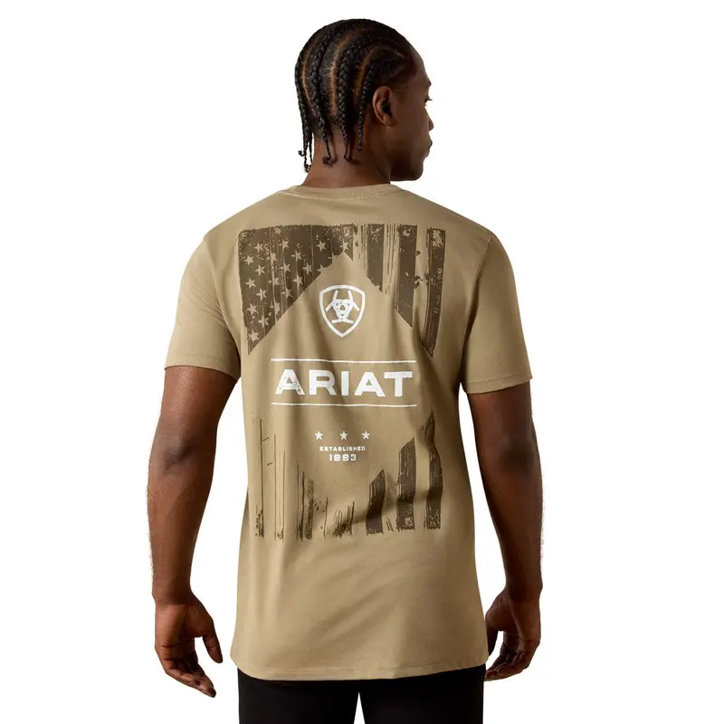 10070421 Ariat Men's Wooden Diamond Flag Classic Fit Short Sleeve T-Shirt - Fallen Rock 1