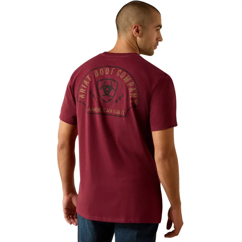 10071158 Ariat Men Shell Game Classic Fit Short Sleeve T-Shirt - Maroon Banner 1