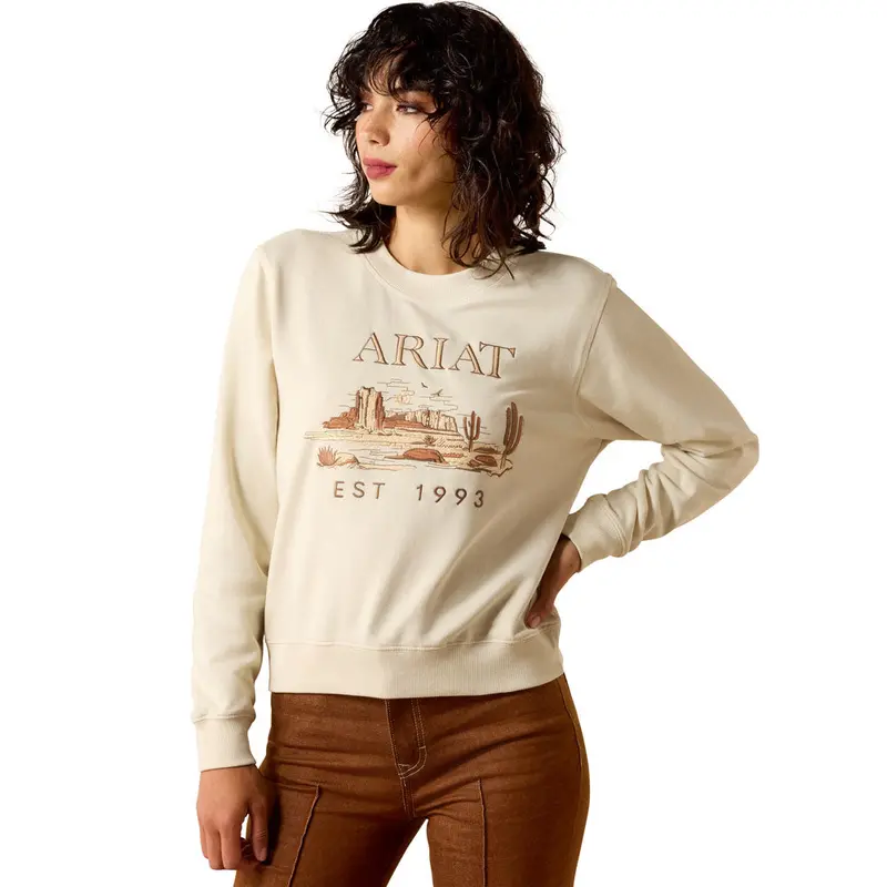 10071166 Ariat Women's Essential Crew Long Sleeve Sweatshirt - Summer Sand 1
