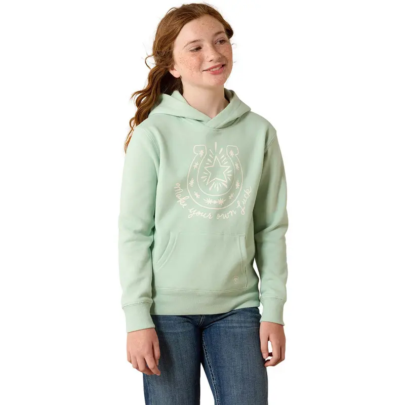 10071170 Ariat Girls' Make Your Own Luck Hoodie - Silt Green 1
