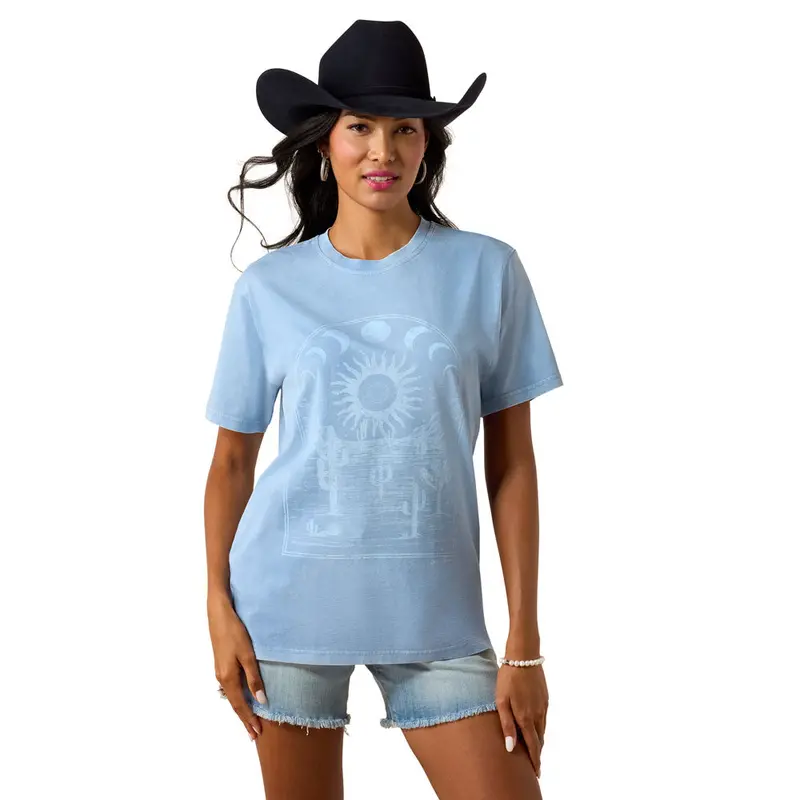 10071178 Ariat Women's No Longer Afraid Short Sleeve T-Shirt - Ashleigh Blue Mineral Wash 1