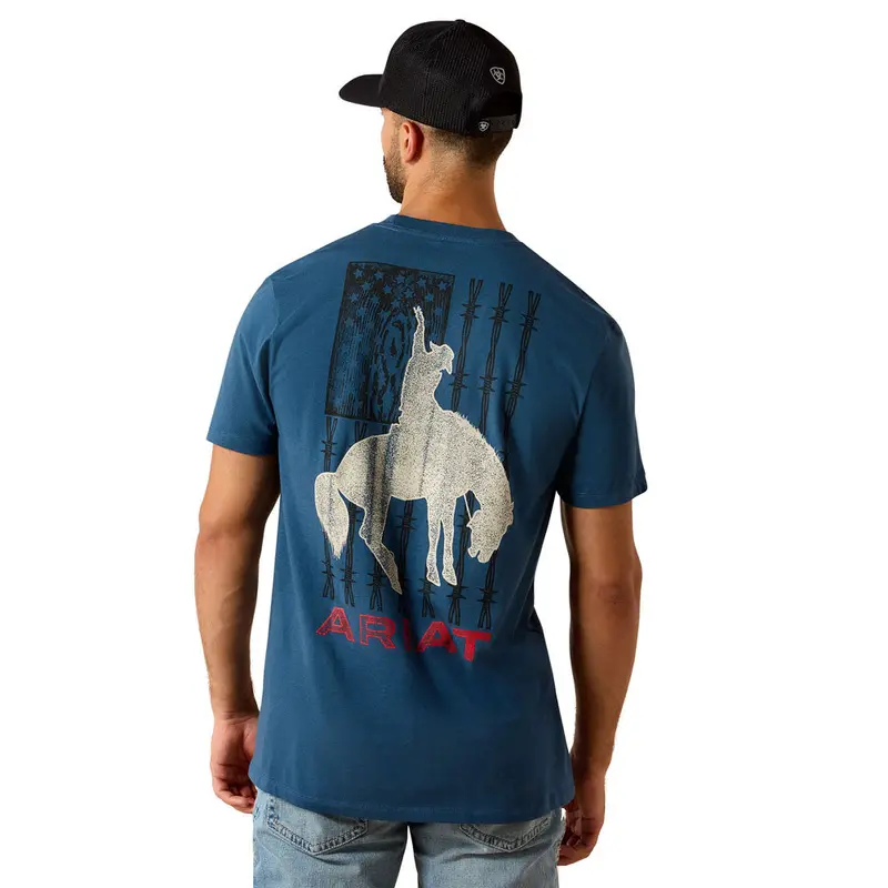 10071192 Ariat Men's Flag Bronco Classic Fit Short Sleeve T-Shirt - Key Largo 1