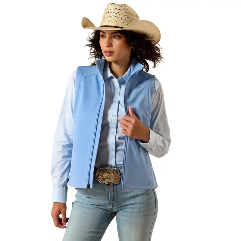 10071239 Ariat Women's Logo Softshell Carry Conceal Vest - Ashleigh Blue Heather 1