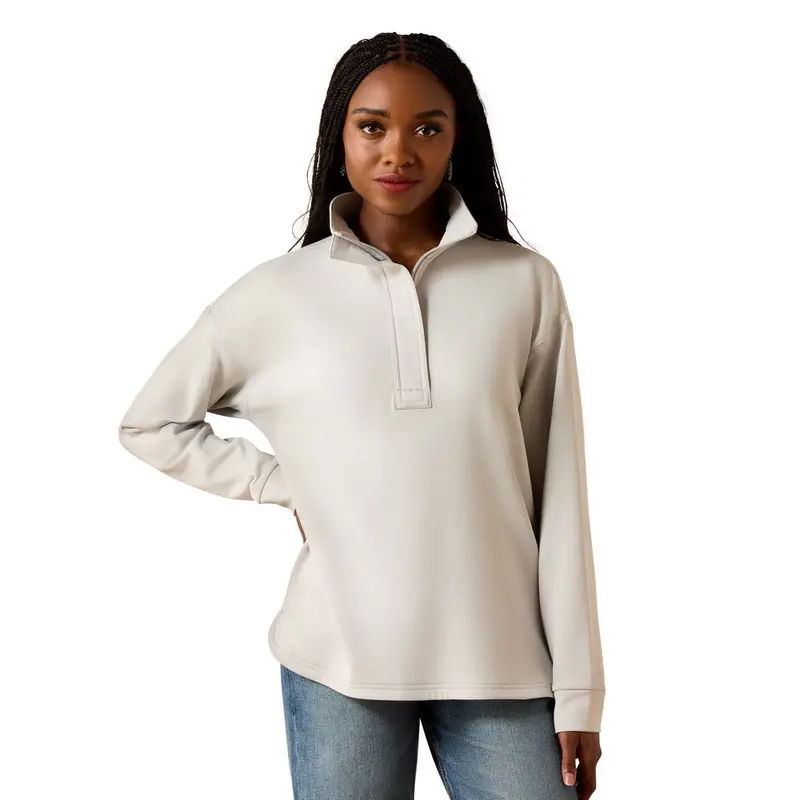 10071258 Ariat Women's Breeze Logo 1/2 Zip Sweatshirt - Quiet Gray 1