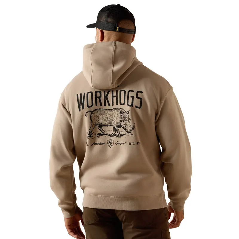 10071337 Ariat Men's Rebar Lightweight Workhog Hoodie - Greige 1