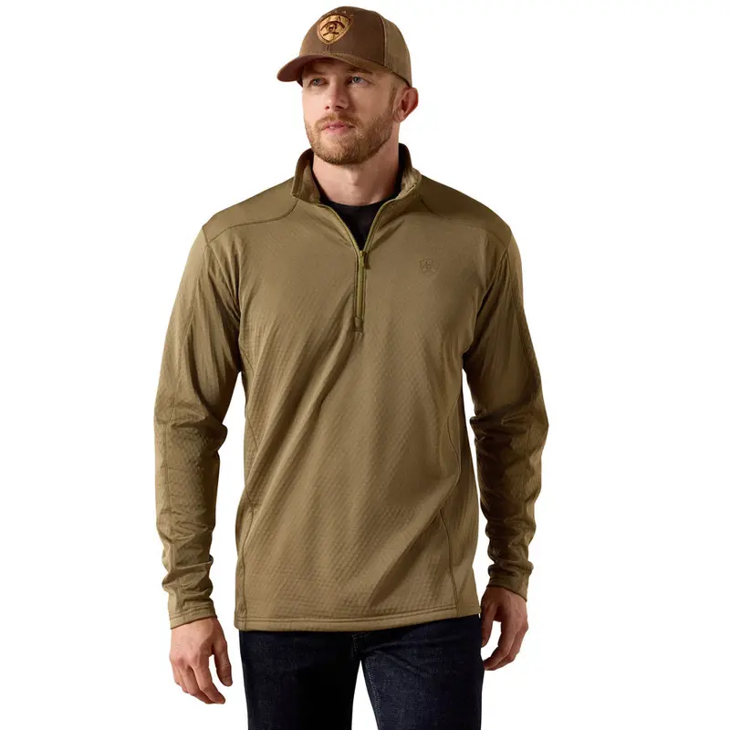 10071406 Ariat Men's Hex Fleece 1/2 Zip Baselayer - Dusky Green 1