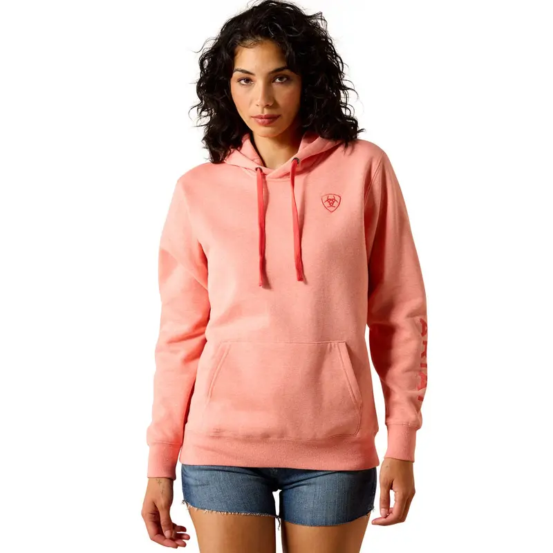 10071458 Ariat Women's Logo 2.0 Hoodie - Peach Amber Heather 1