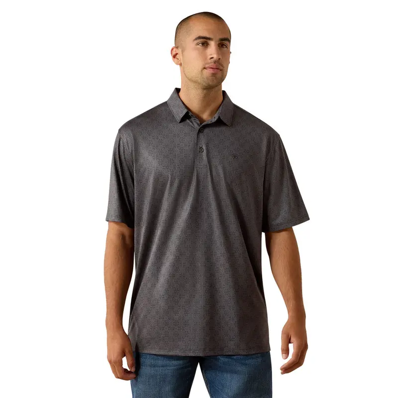 10071474 Ariat 360 Airflow Short Sleeve Polo - Grey Pinstripe 1