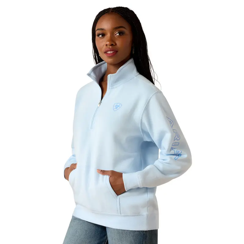 10071504 Ariat Women's Foundation Logo 1/2 Zip Sweatshirt - Nantucket Breeze 1