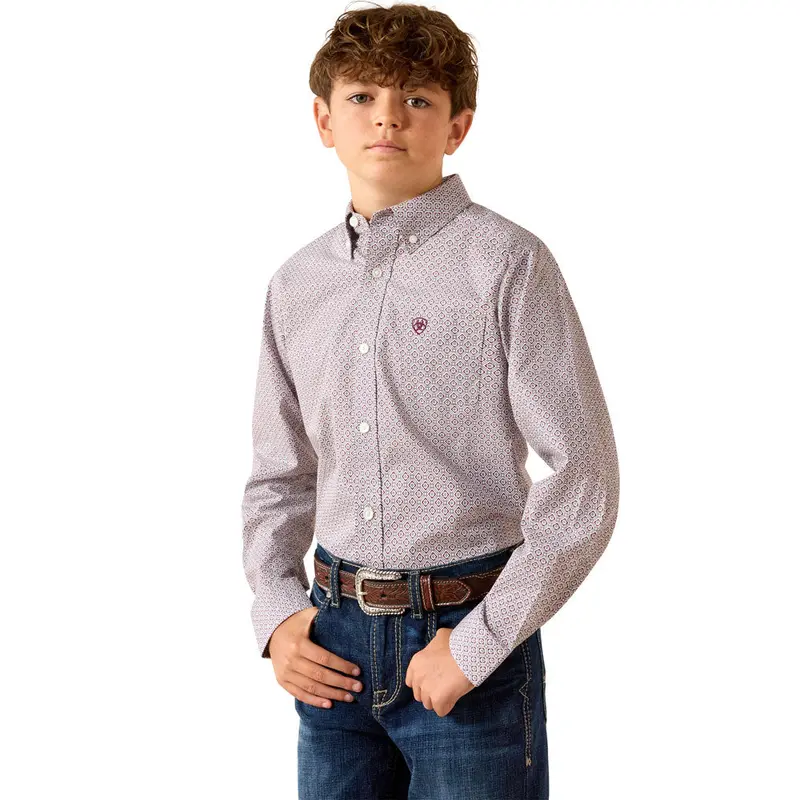 10071679 Ariat Boys' Philly Long Sleeve Buttondown Shirt - Excalibur Geo Print 1