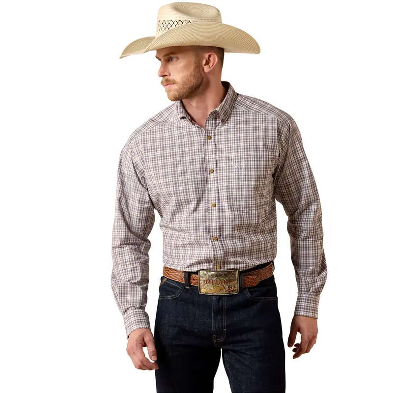 10073566 Ariat Men's Pro Series Sevyn Classic Fit Long Sleeve Shirt - Purple Moon Plaid 1