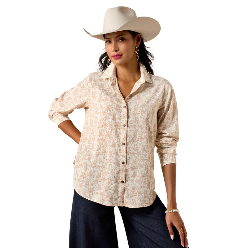 10073655 Ariat Women's Homestyle Long Sleeve Shirt - Boots & Roses 1