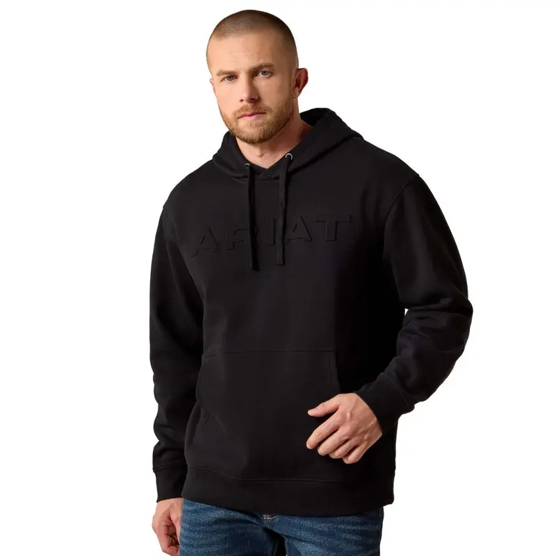 10073716 Ariat Men's Embossed Logo Hoodie - Black 1