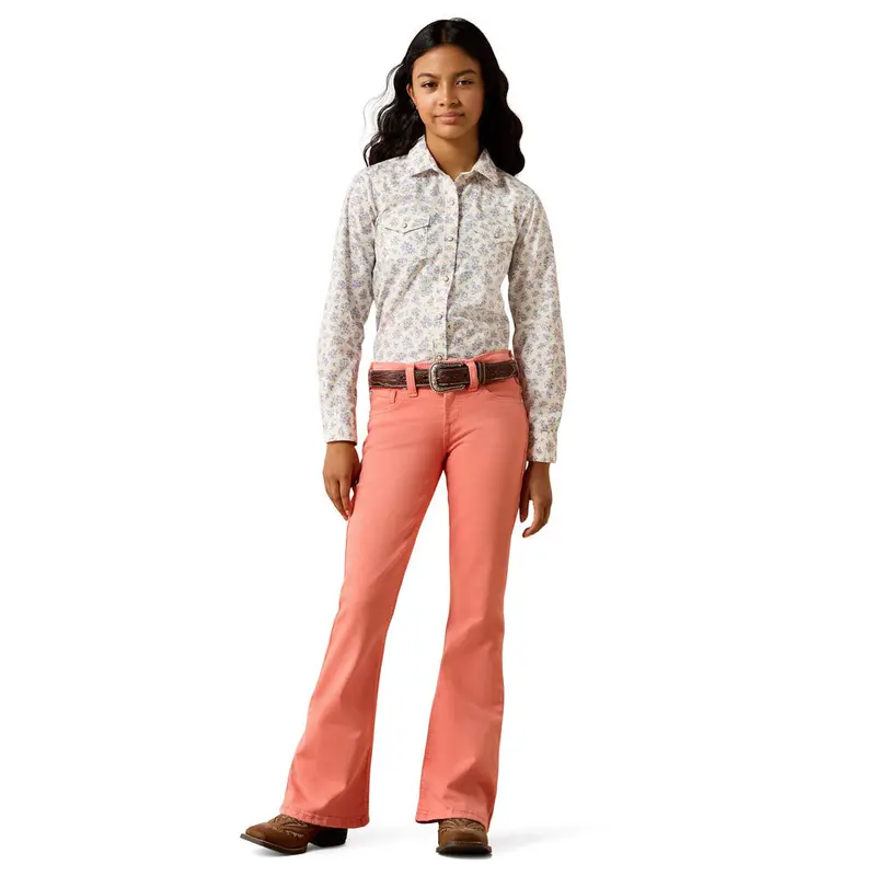10073761 Ariat Girls' Ella Flare Jeans - Peach 1