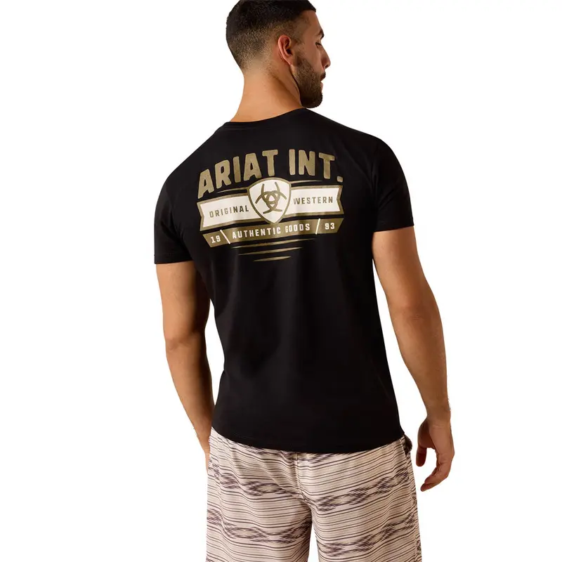 10073958 Ariat Men's Ariat Banner Badge Short Sleeve T-Shirt - Black 1