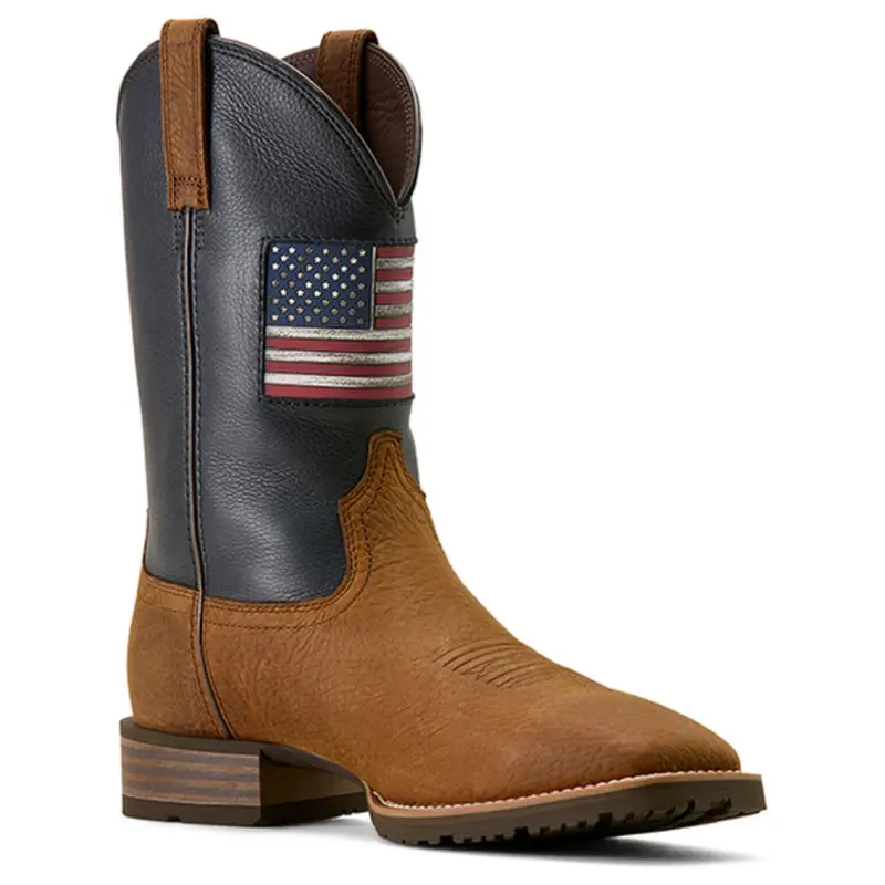 10074205 Ariat Men's Hybrid Rancher Patriot Wide Square Toe Cowboy Boot - Earth / Navy 1