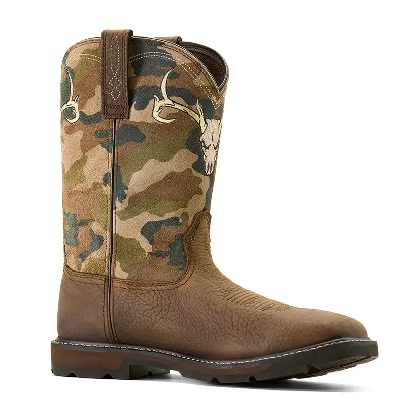 10074211 Ariat Men's Groundbreaker Antler Waterproof Wide Square Toe Work Boot - Bruin Brown 1