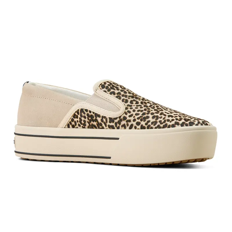 10074363 Ariat Women's Skylar Slip On Shoe - Cream Cheetah Hair On 1