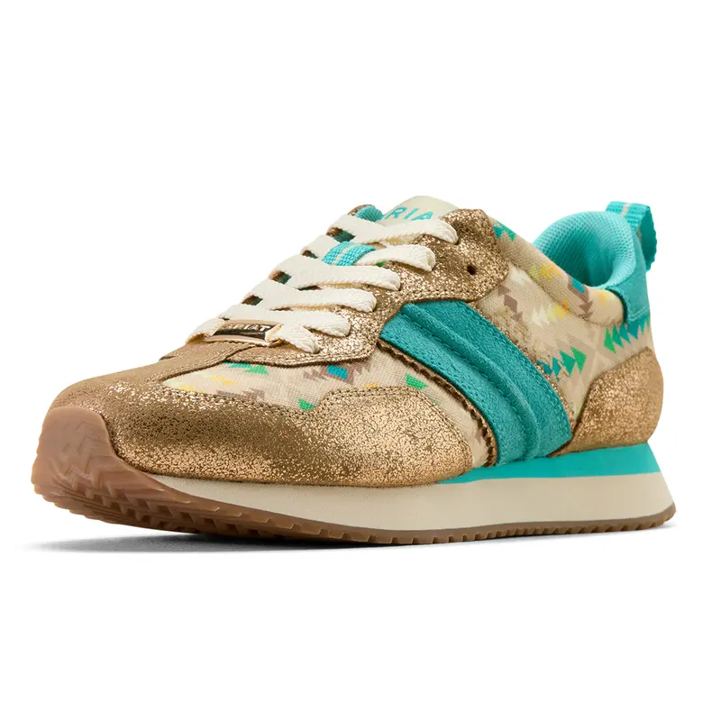 10074395 Ariat Women's Ranch Runner Shoe - Turquoise Blanket Print 1