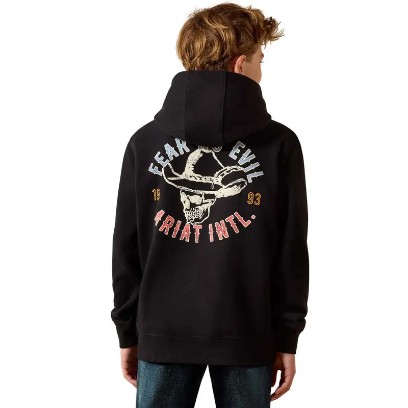 10074909 Ariat Boys' Stitched Skull Hoodie - Black 1