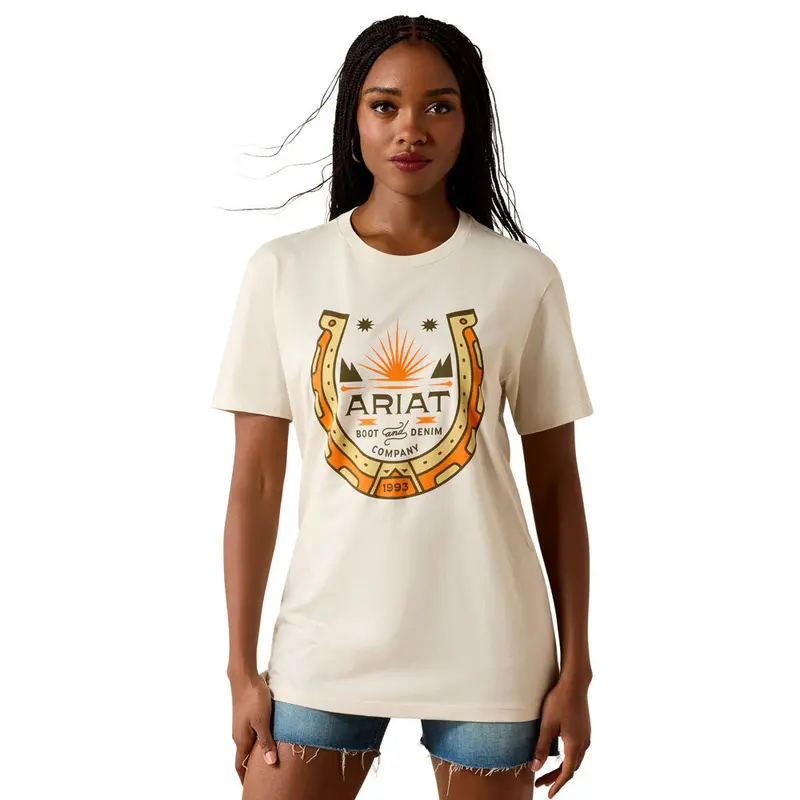 10076397 Ariat Women's Lucky Shoe Short Sleeve T-Shirt - Ivory 1