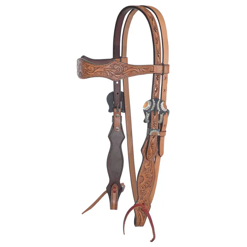 1012-12-W6 Circle Y Copper Sunflower Browband Headstall 1