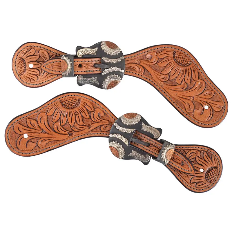 1012-35-W6  Circle Y Copper Sunflower Spur Straps 1
