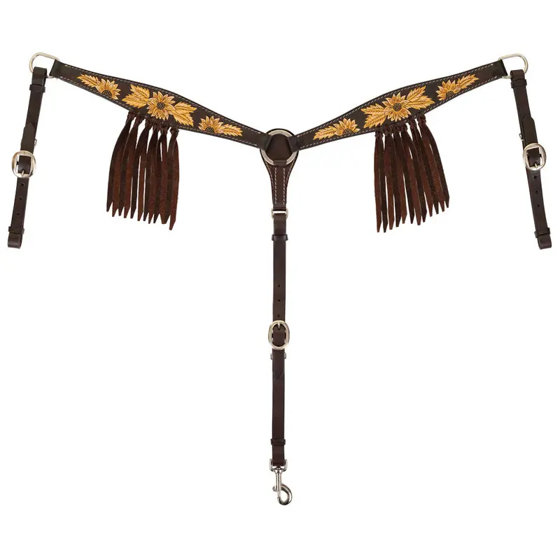 1016-10-Sc Circle Y Golden Sunflower Breast Collar With Fringe 1