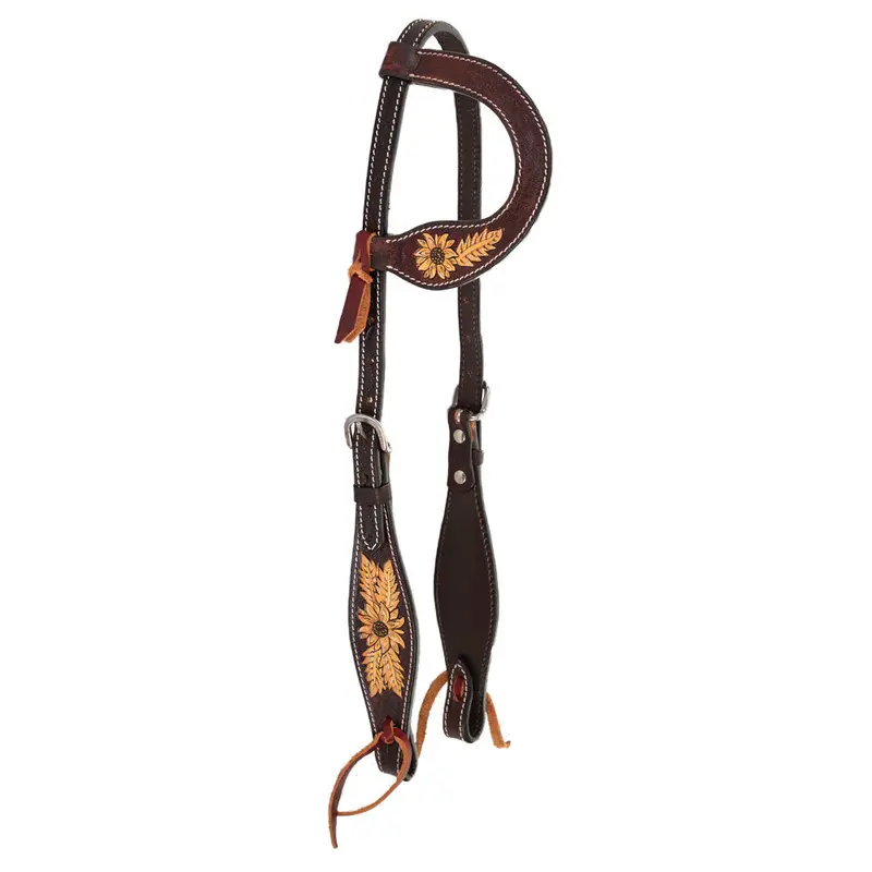 1016-17-Sc Circle Y Golden Sunflower One Ear Headstall 1