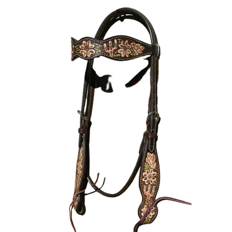 1020-12-Sv Circle Y Dogwood Desert Brow Band Headstall 1