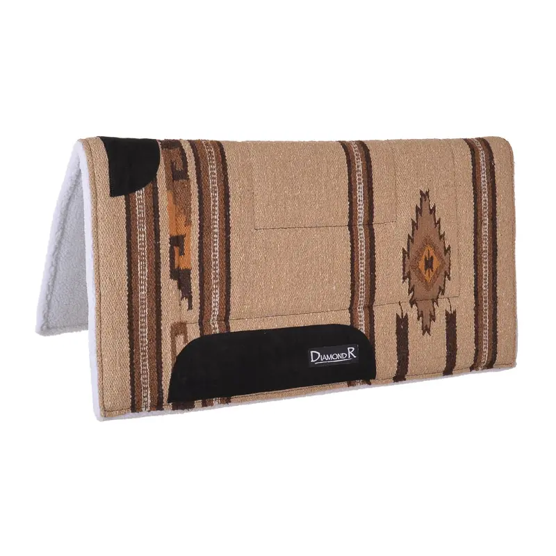 106-Jj7-Tnf Diamond R By Reinsman Fleece Lined Square Saddle Pad - Tan 1