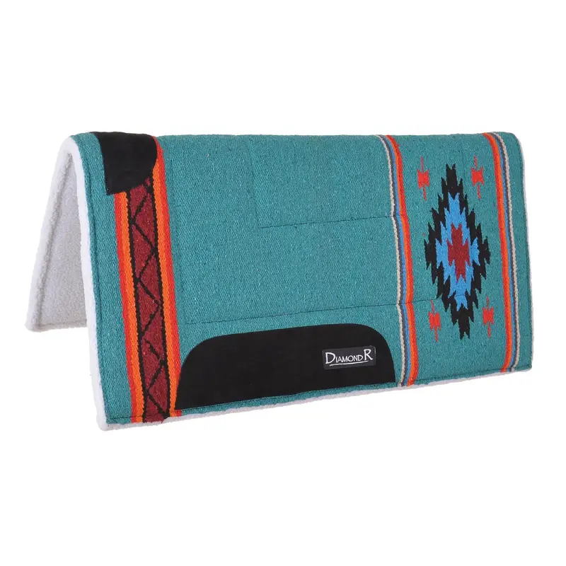 106-Jj7-Tqf Diamond R By Reinsman Fleece Lined Square Saddle Pad - Turquoise 1