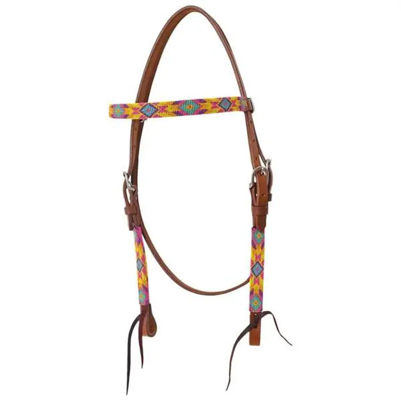 1065-10-Sx Circle Y Infinity Beaded Bubblegum Browband Headstall 1