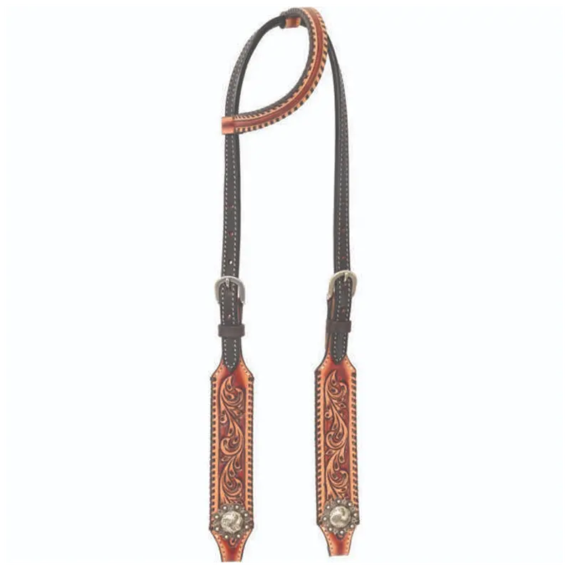 1074-17-Sv Circle Y Gauge Tooled One Ear Headstall 1