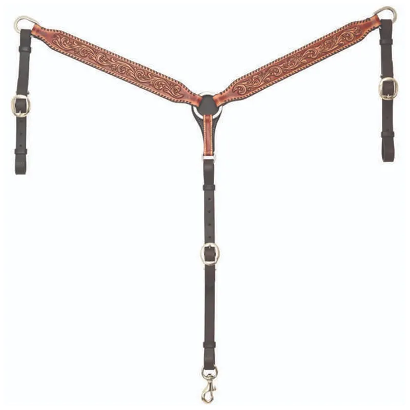 1074-20-Sv Circle Y Gauge Tooled Breast Collar 1