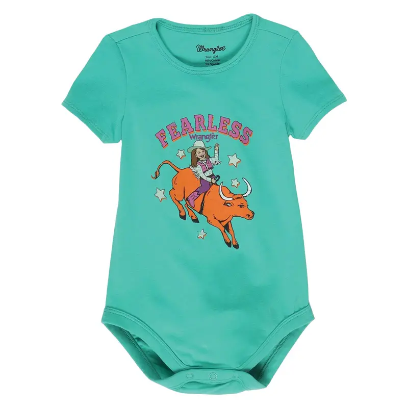 112329230 Wrangler Baby Girl Fearless Short Sleeve Bodysuit - Green 1