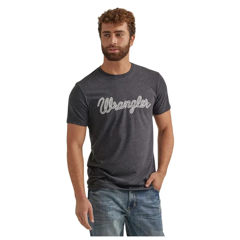 112344108 Wrangler Men's' Year-Round Short Sleeve Regular Fit T-Shirt - Caviar Heather 1
