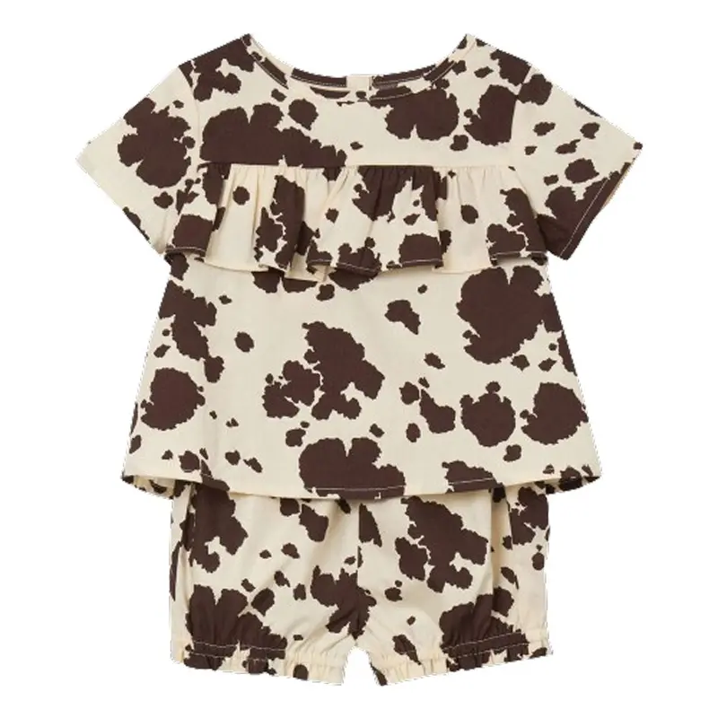 112344405 Wrangler Baby & Toddler Girl Top & Bloomer - Brown/Cream Cow Print 1