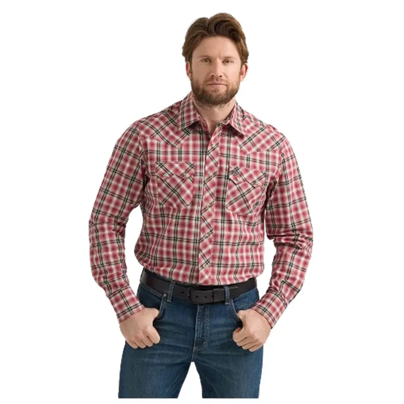 112351479 Wrangler Men's Retro Long Sleeve Western Snap Shirt - Vermilion Red 1