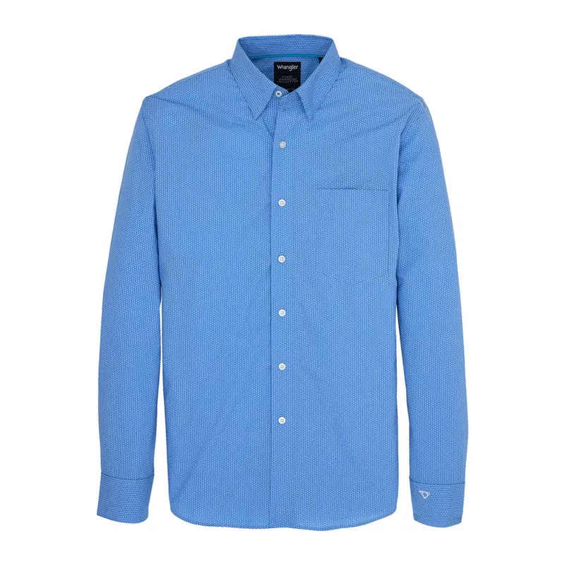 112359680 Wrangler X Men's Cody Johnson Classic Fit Long Sleeve Buttondown Shirt - Blue 1