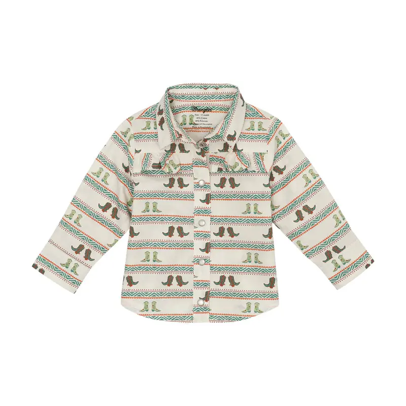 112361271 Wrangler Baby Girl Long Sleeve Snap Top - White 1