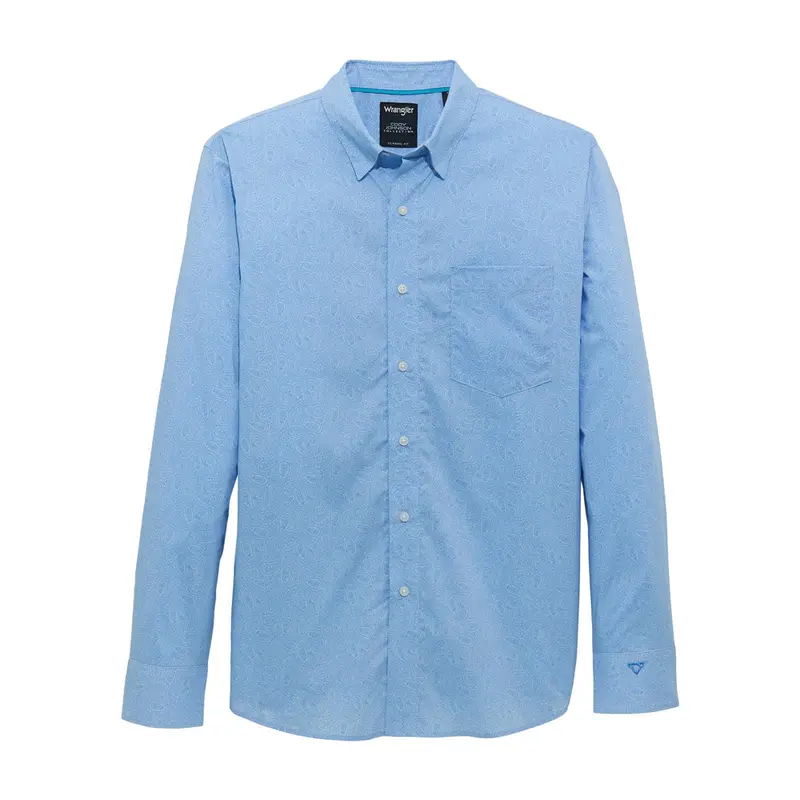 112365620 Wrangler X Cody Johnson Men's Classic Fit Long Sleeve Buttondown Shirt - Blue 1