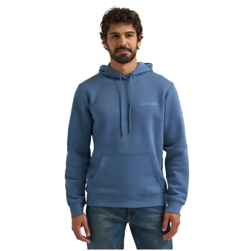 112365693 Wrangler Men's Regular Fit Graphic Hoodie - Dark Denim 1