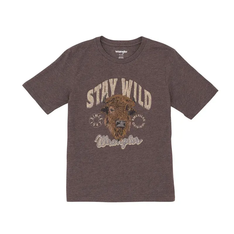 112365729 Wrangler Boys' Short Sleeve Stay Wild T-Shirt - Mole Heather 1