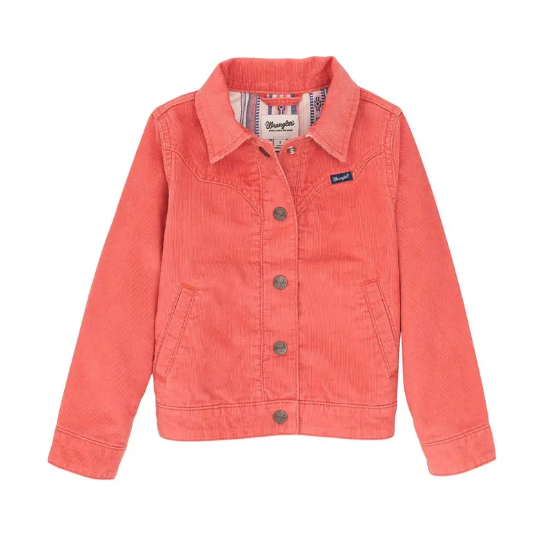 112367481 Wrangler Girls' Western Corduroy Jacket - Coral 1