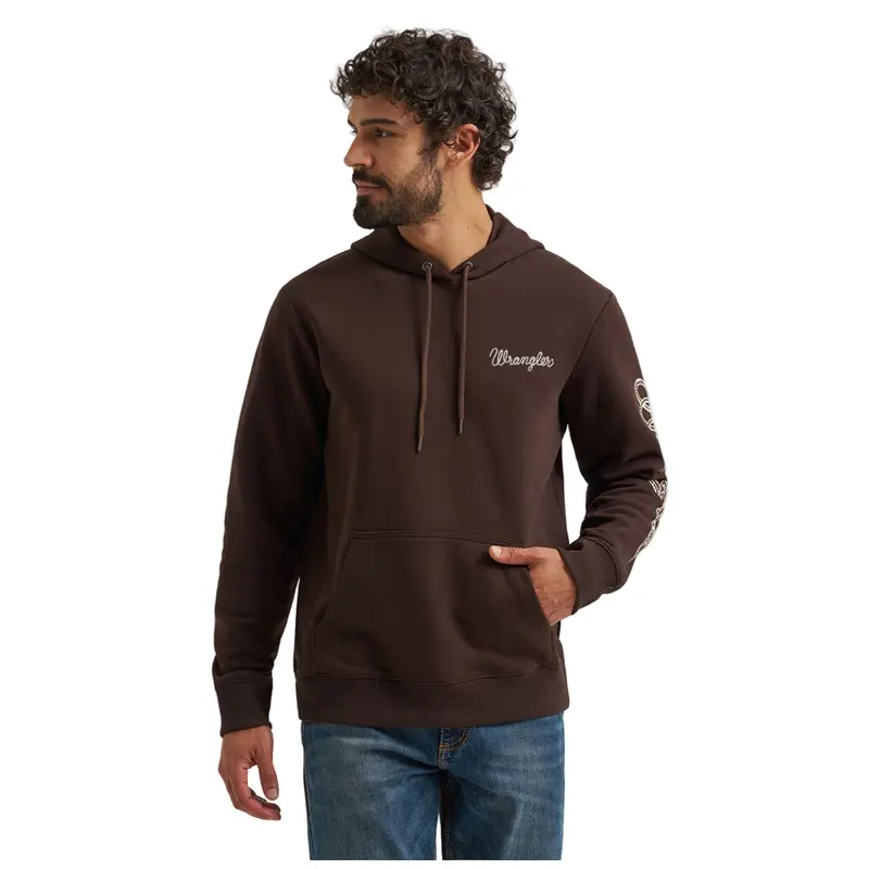 112368744 Wrangler Men's Western Regular Fit Hoodie - Mole 1